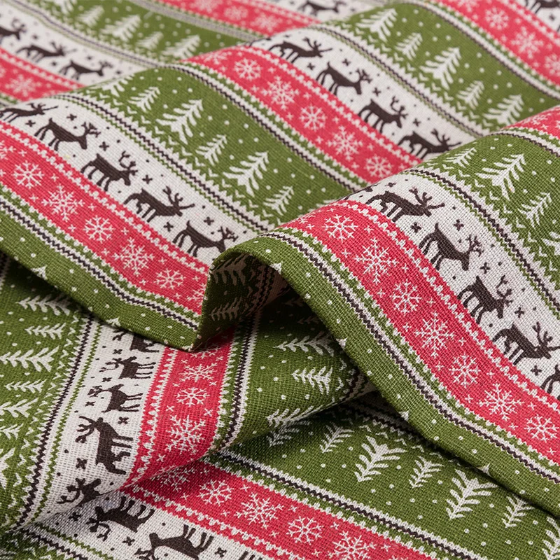 

raw linen polyester fabric for Christmas decoration or zakka storage bag sewing material TJ0406