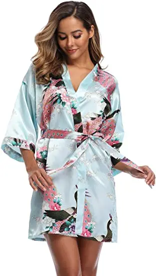 Fashion Satin Robe Female Bathrobe Sexy peignoir femme Silk Kimono Bride Dressing gown sleepwear Night Grow For Women