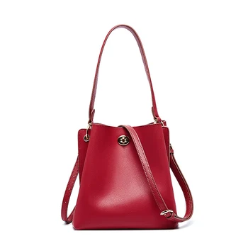 

Genuine Leather Bag Women Casual Tote Female Luxury Fashion Handbag Lady Cowhide Leather Shoulder Crossbody Bag Bucket Bags
