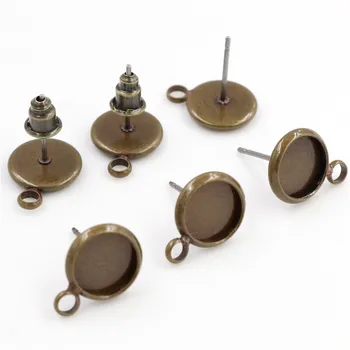 

8mm 10pcs/Lot Bronze Colors Plated Earring Studs,Earrings Blank/Base,Fit 8mm Glass Cabochons,Buttons;Earring Bezels (T1-17)