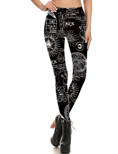 [You're My Secret] NEW Ouija Leggings Women Satan Devil Black Pants Baphomet Dark Gothic Leggins Lucifer Fitness Workout Legins fishnet leggings Leggings