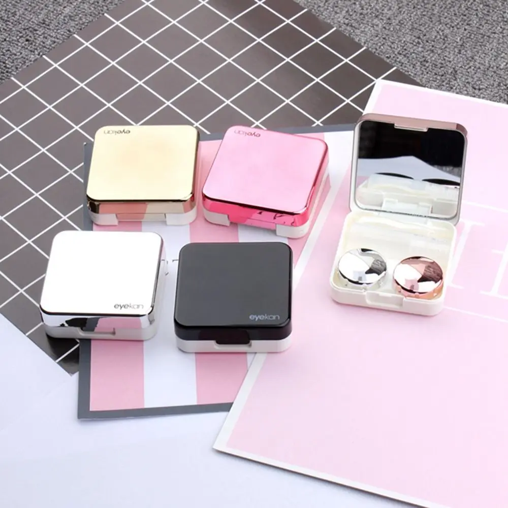 

Fashion Reflective Portable Mini Soaking Storage Contact Lens Box Mirror Lens Case ABS Plastic