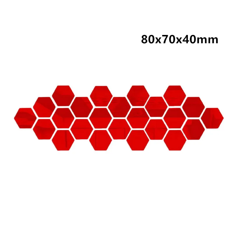 12 шт./компл. многоцветный 3D наклейки на стену с шестигранной головкой зеркало DIY домашний Декор зеркало наклейки для украшения Искусство украшения стены наклейки 7 - Цвет: 80x70x40mm Red