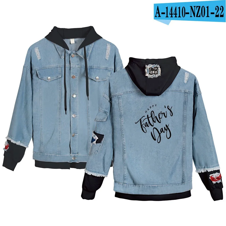 Thanksgiving Days Unisex Denim Jackets Men's Cowboy Bomber Hoody Jacket Super Dad Father Gift Winter Coats - Цвет: B2