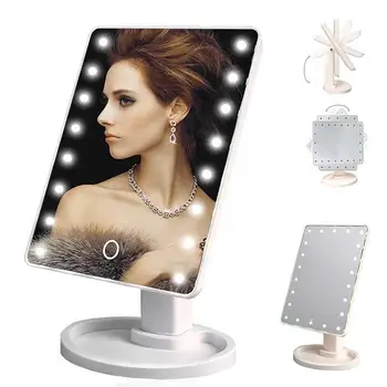 

16 LED Mirror Lamp Beauty Gifts Folding Table Mirror Bathroom Mirrors Luminous Cosmetic LED Portable Makeup Mirror Home Decor