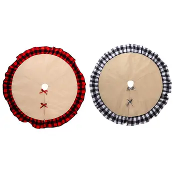 

Christmas Tree Skirt Thick Linen Easy Setup Tree Mat for Holiday Party Decoration