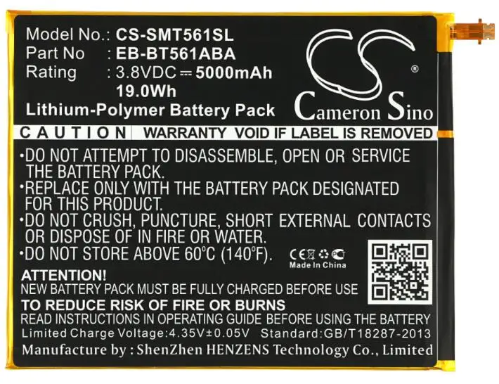 Cameron sino 5000 мА/ч, батарея для Samsung Galaxy Tab E уголок издание 9,6 SM-T560 SM-T561 SM-T565 EB-BT561ABA EB-BT561ABE