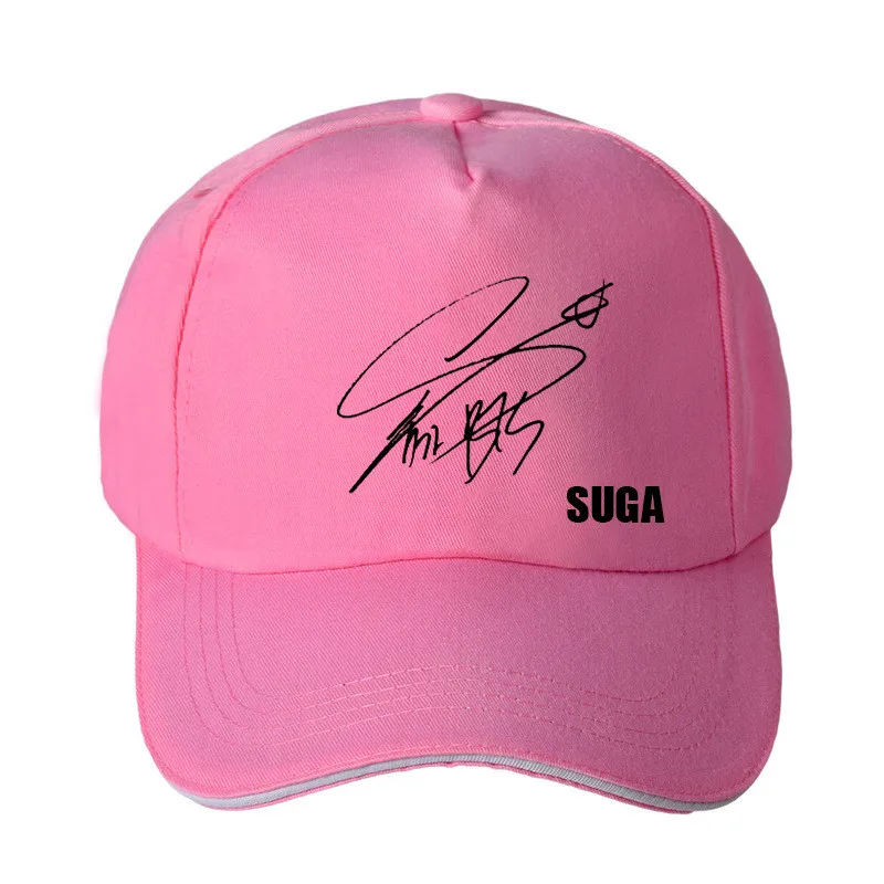 SUGA PINK Kpop Bangtan Boys Signature Jimin jin RM JUNGKOOK J-HOPE Kim Tae Hyung Повседневная бейсбольная Регулируемая Кепка Snapback LOVE YOURSELF - Цвет: SUGA PINK
