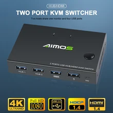 

HDMI KVM Switch 2 in 1 Out, 4K@30Hz with USB2.0 Hub for PC Monitor, Projector, Keyboard, Mouse