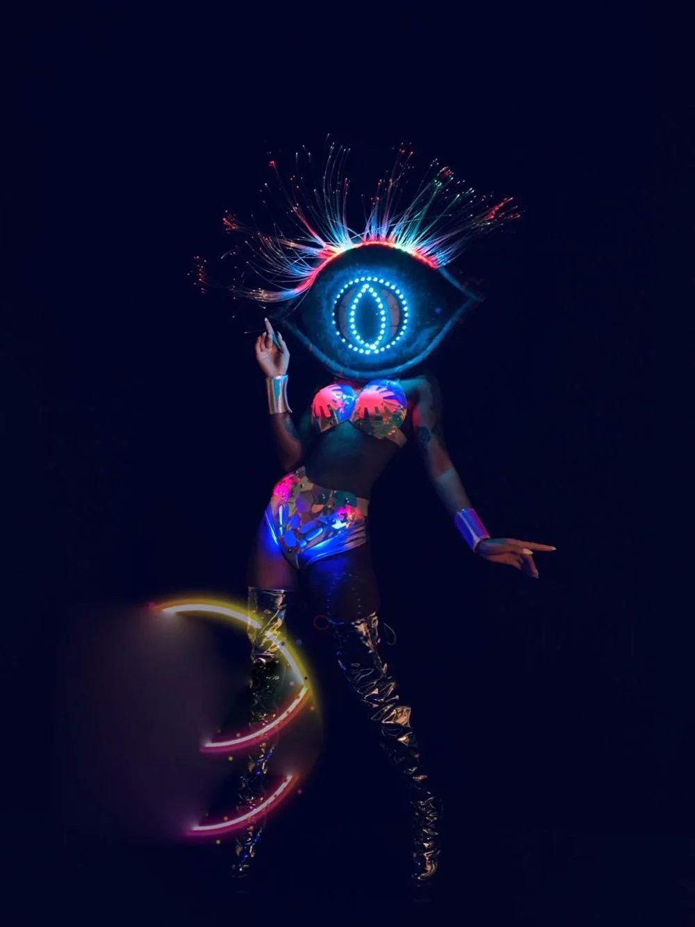 Light up monster eye future show stage costume Lumious led eyeball headgear dance costume