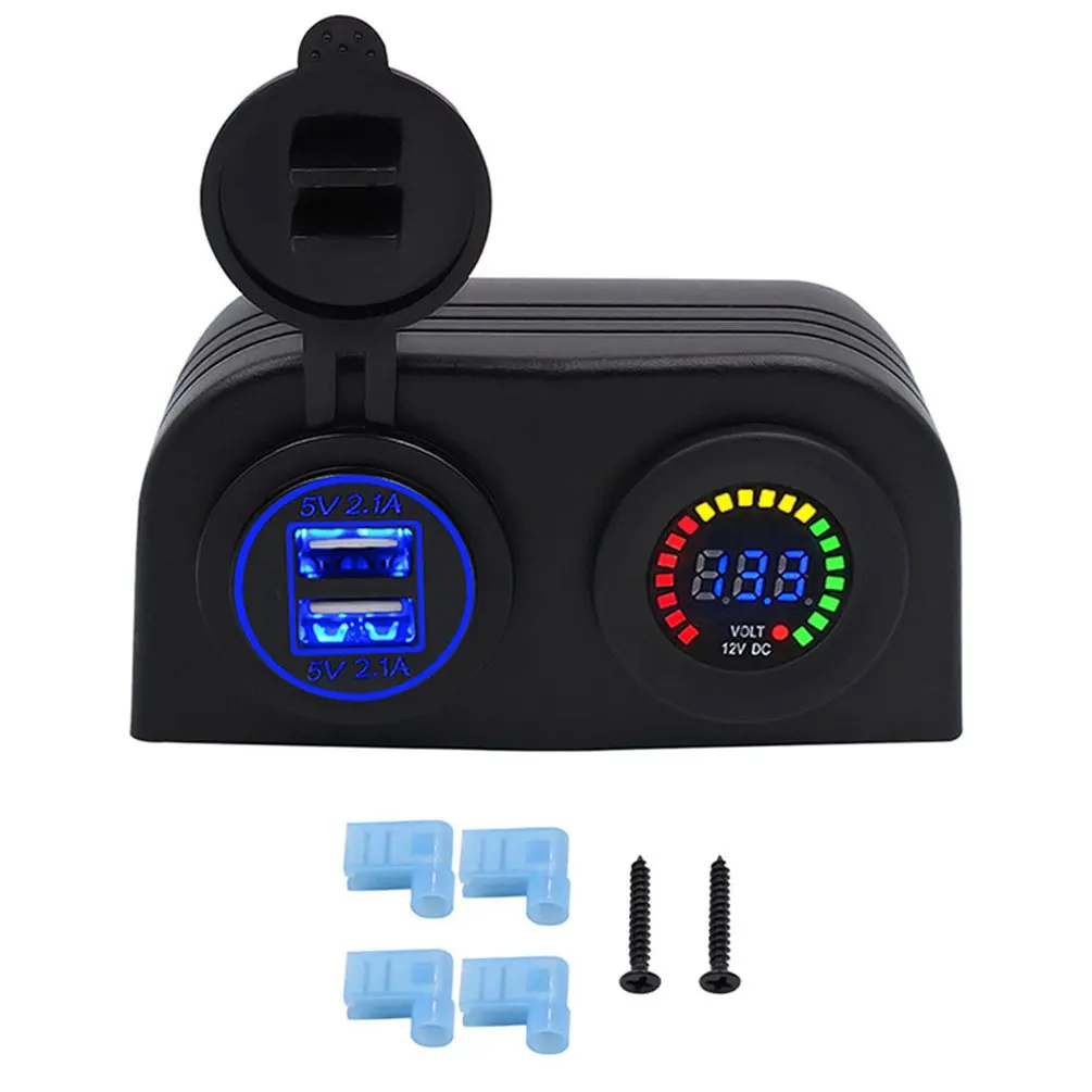 Автомобиль Rv Yacht Boat 4.2A двойной Usb зарядное устройство для мобильного телефона цветной вольтметр с экраном универсальные аксессуары для ремонта