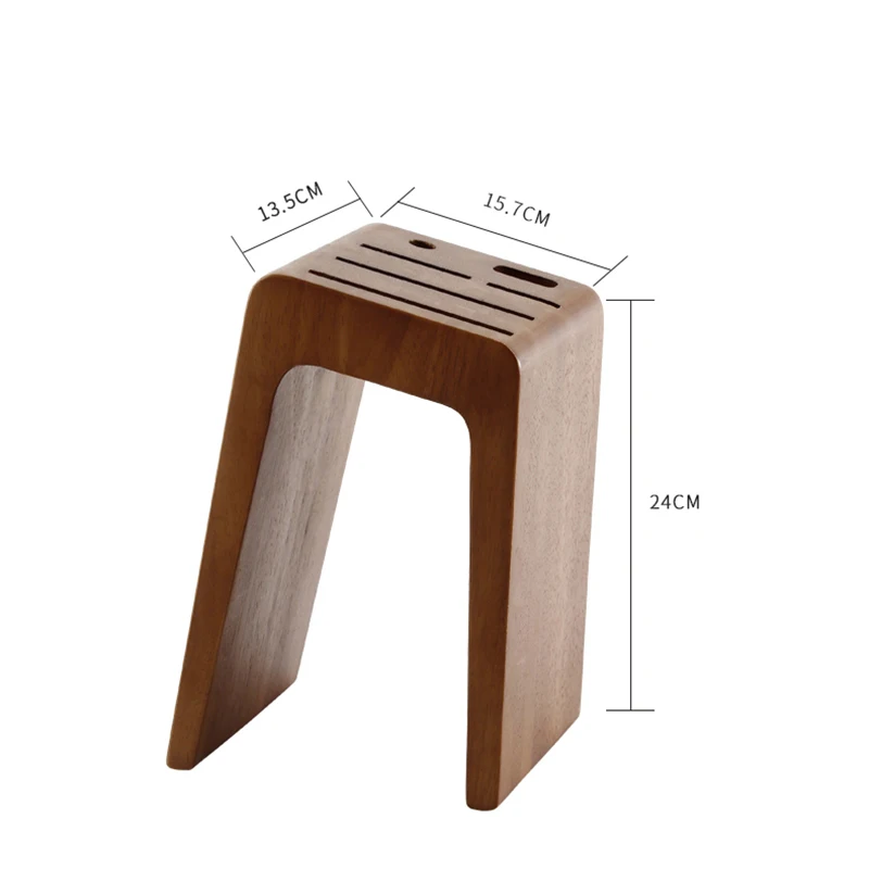  Rubber Wood Knife Holder 6-hole Chef Kitchen Knife Block Storage Rack Stand Elegant Multi-function  - 4000104101346