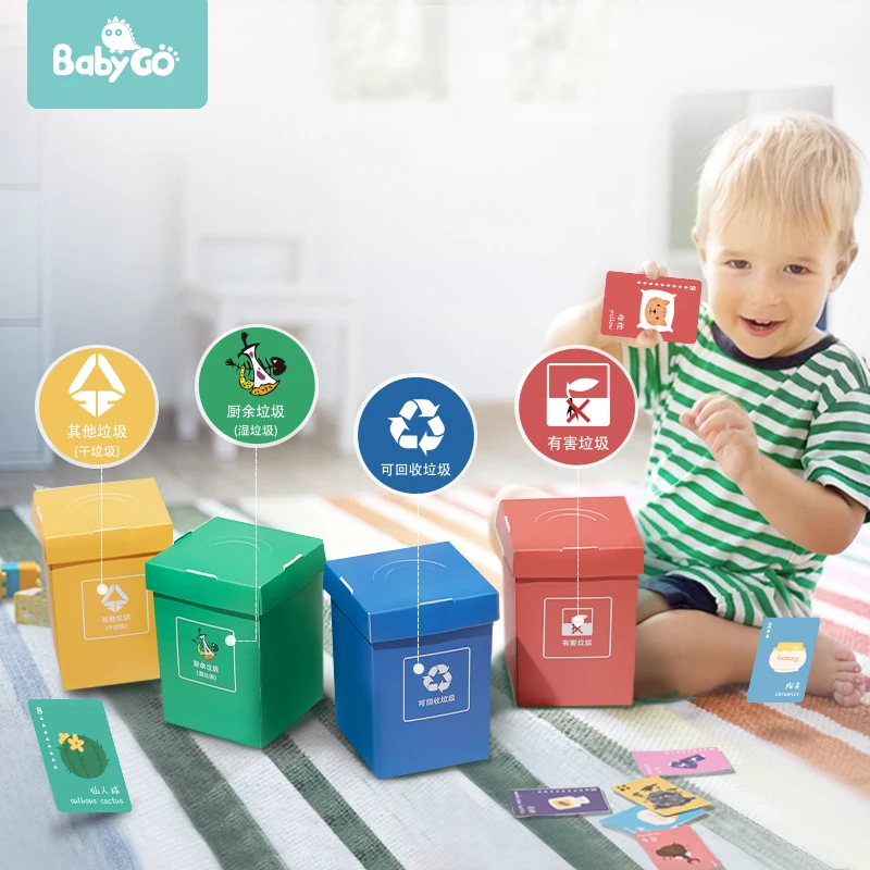 

BabyGo Children Early Educational Toys Baby Learning Card Garbage Sorting Game Props Kids Flash Cards Interactive Toy