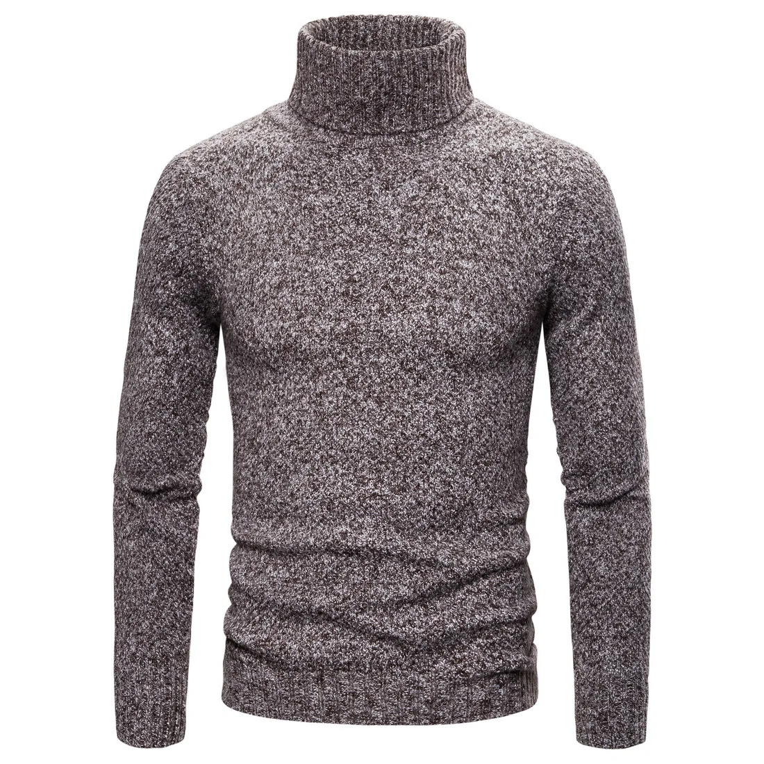 Осенне-зимний мужской однотонный пуловер с высоким воротом, тонкий свитер, мужской свитер J785