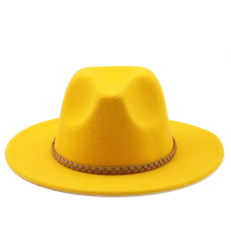 Frauen Männer Wolle Fedora Hut Mit Wildleder Band Gentleman Elegante Dame Winter Herbst Breite Krempe Jazz Kirche Panama Sombrero Kappe – Detail 5