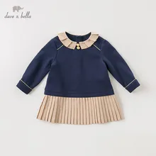 Db11980dave bella/милое однотонное драпированное платье принцессы для маленьких девочек детское модное праздничное платье детская одежда в стиле «лолита»