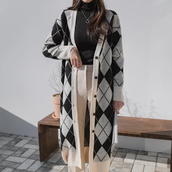 

2020 New Long Cardigan Women Sweater Autumn Winter Knitted Warm Sweater Jacket Loose Ladies Parker Cardigans