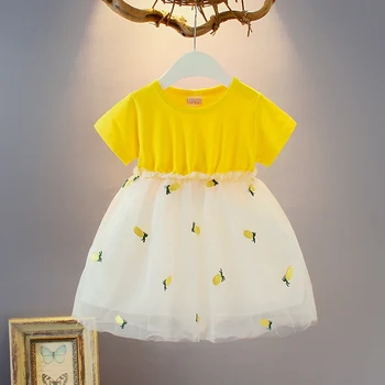 

Summer Yellow Kid Baby Flower Girl Party Birthday Dress Wedding Bridesmaid Dresses Sweet Princess Pink