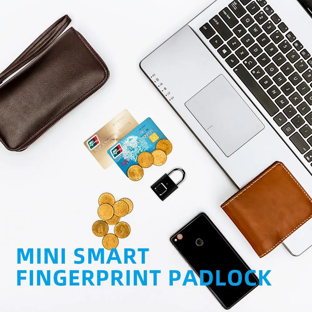 GloryStar Fingerprint Lock Smart Padlock Thumbprint Door Padlocks Portable Anti-Theft Fingerprint Lock for Bag Drawer Suitcase