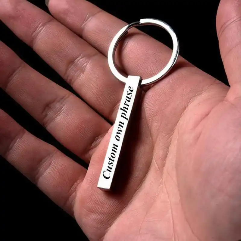 Customized Bar Key Chain Stainless Steel Keychains For Men Women Driver