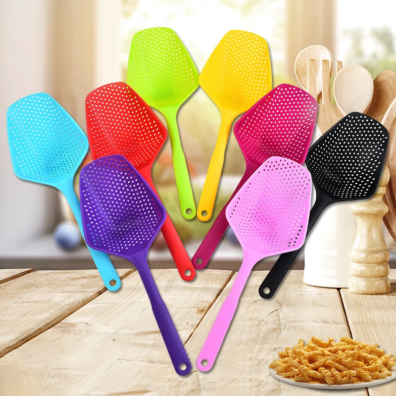 

1pc Vegetable Filter Cooking Shovel Vegetable French Fries Filter Non-stick Plastic Drainage Shovel Filter Mesh Kitchen Gadget