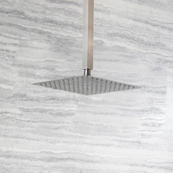 

8/10/12 Inch Square Stainless Steel Rain Shower Head Rainfall Bathroom Top Sprayer Thin High Pressure Ceiling Mounted Top Shower