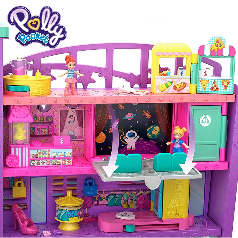 Polly Pocket мини куклы игрушки большой мир здание торговый центр аксессуары Мега торговый центр GFP89 коллекция детские игрушки с подъемником забавные