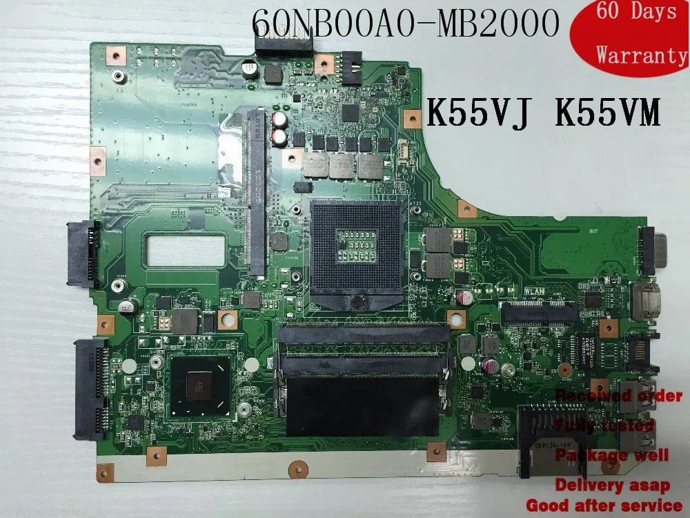 Placa Mae For Asus K55VJ K55VM REV 2.2 A55V Laptop Motherboard HM77 60NB00A0-MB2000 Tested | Компьютеры и офис