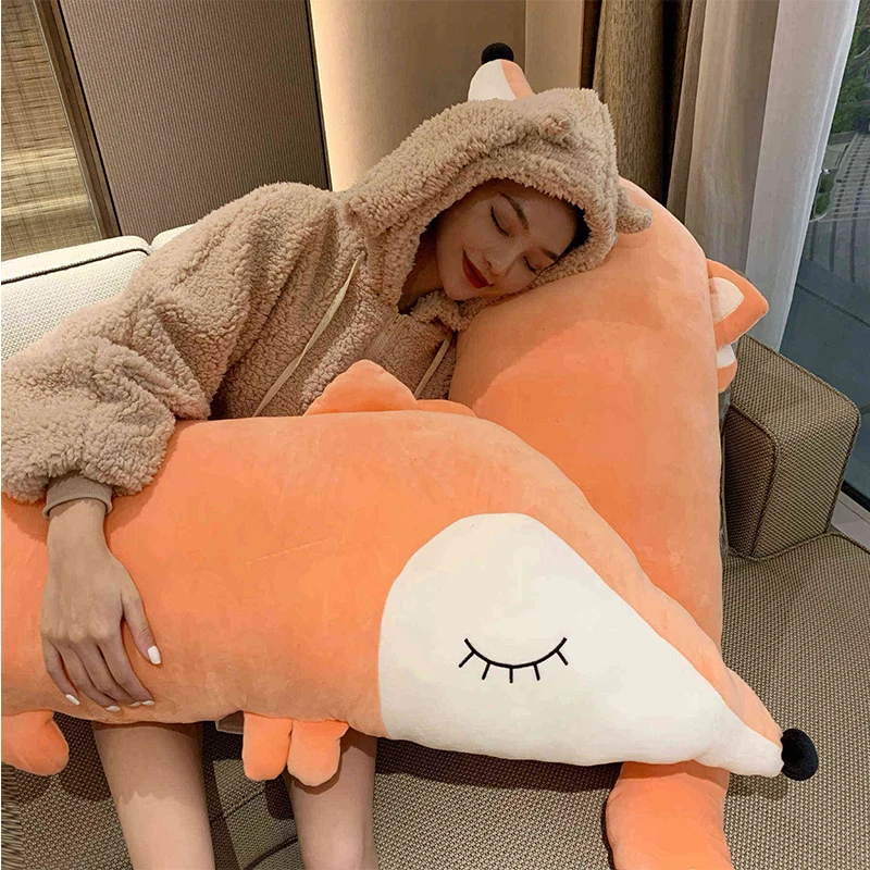 Ins модные мягкие креативные лежа Лиса животные Плюшевые игрушки Подушка Kawaii ребенок, Спящая кукла девочка подарки для детей