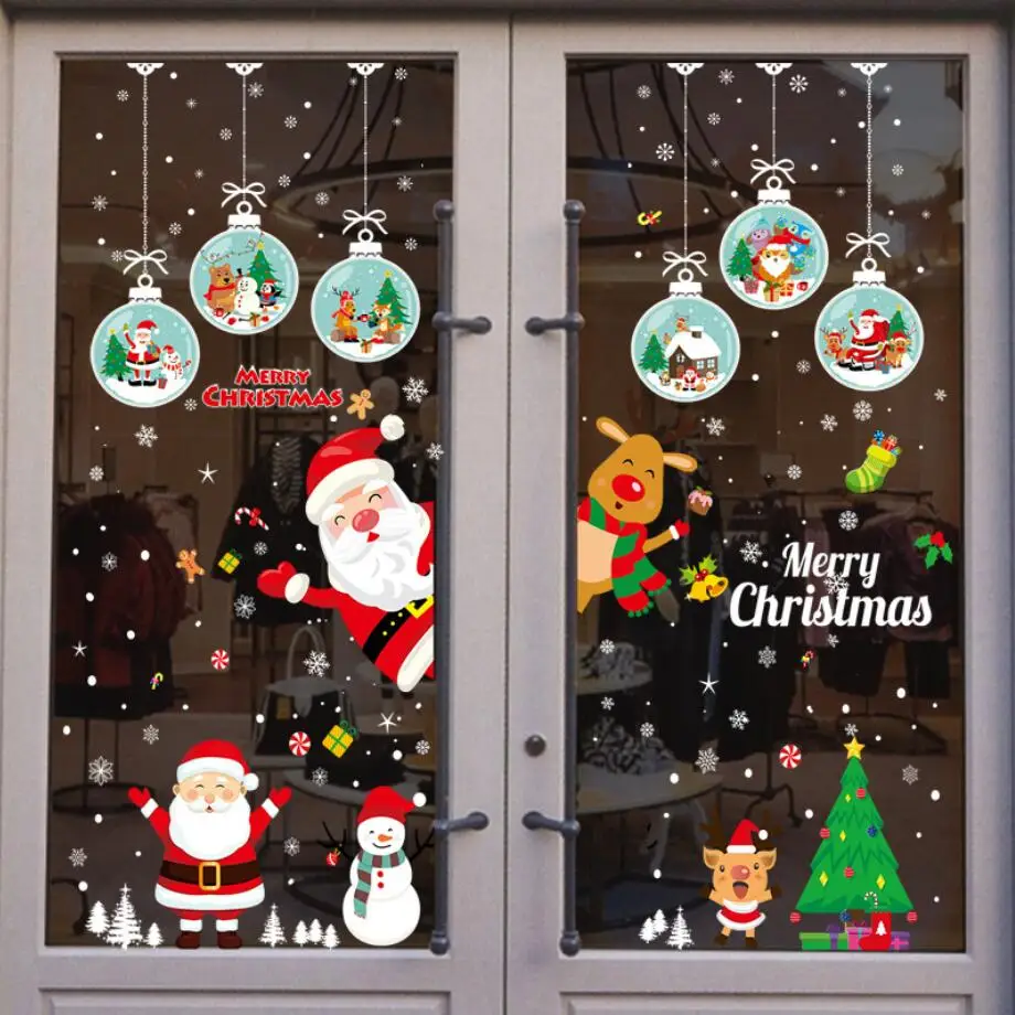 

Christmass Window Stickers Decorations For Home Santa Claus Snowman Tree Christmas Stickers Sinterklaas Decoratie Kerst Raam