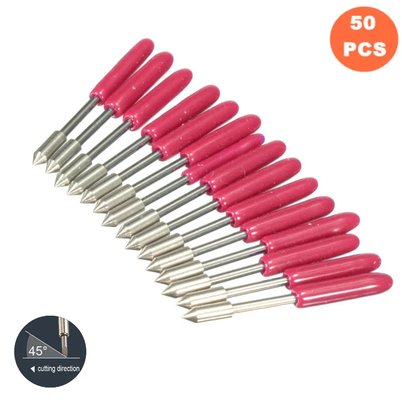 KETech 50Pcs 45degree for Graphtec CB09U Vinyl Cutter Plotter Blades CB09 Silhouette Cameo Craftrobo Cutting Knife Cricut Maker