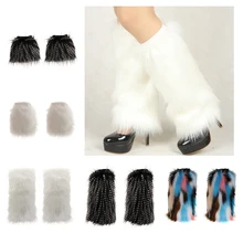 Женские Искусственные меховые ножки гетры танцевальные сапоги Топпер обувь рукава с манжетами