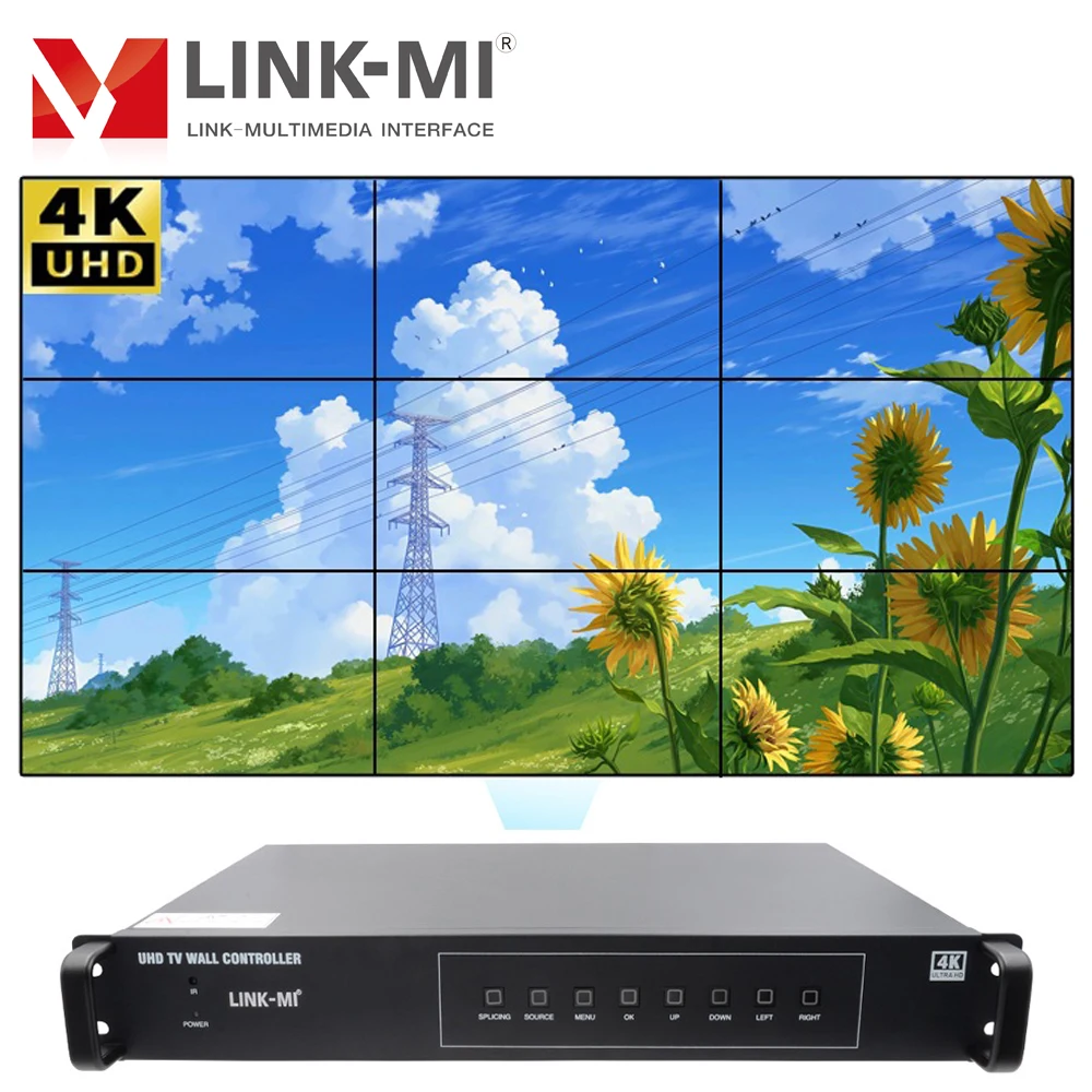 Контроллер видеостены, 4K, 60 Гц, 3x3, для 9 LINK-MI, 2x3, 2x2, HDMI2.0 DP, зеркальный Flip Cut, поворот на 90/телевизионные дисплеи градусов