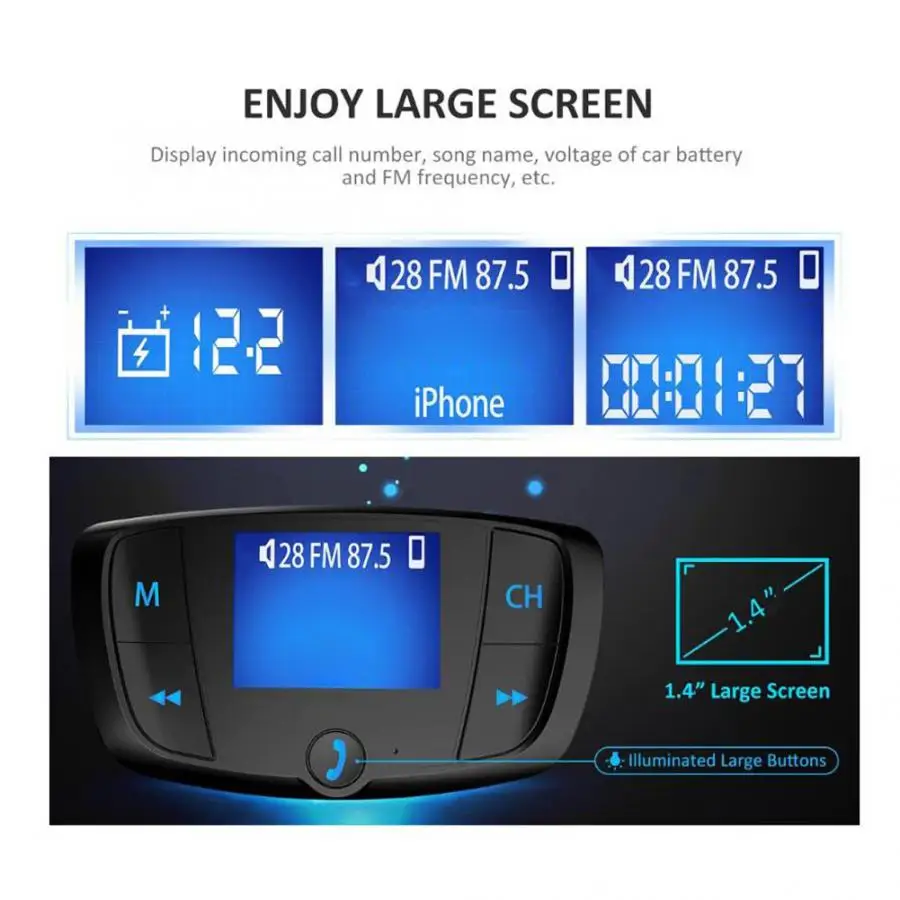 5 V/3.1A двойной USB быстрая зарядка автомобиля Char ger BT Hands-free fm-передатчик MP3-плеер автомобильный комплект FM verici araba aksesuar