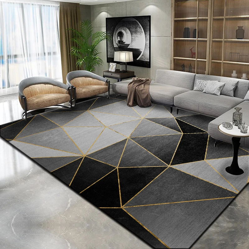 Современный минималистичный ковер в скандинавском стиле, спальня, гостиная, легкая роскошная кровать, чайный столик, одеяло, черный коврик