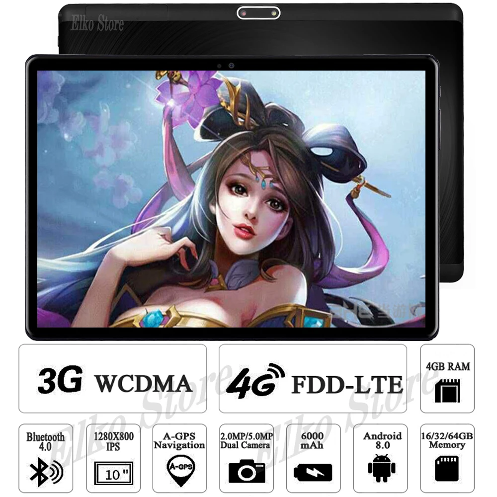 

Multi-Language 2.5D Tempered Glass 10 inch tablet Android 8.0 Octa Core 4GB RAM 64GB ROM 4G LTE Dual Sim Cards PC Tablets 10.1