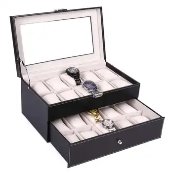 

Direct manufacturers add long PU leather 20 watch box of silk cotton seized jewelry wholesale custom box
