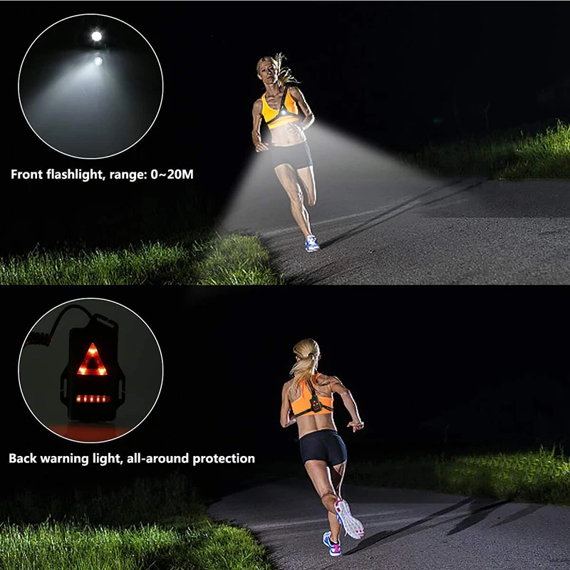 Running Light Ricaricabile/batteria USB Impermeabile LED Lampada Corsa Petto Nuo 