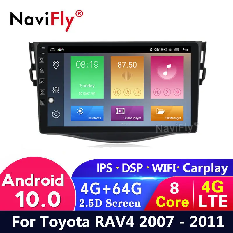 4G LTE Android 10 + 64G для RAV4 Rav 4 2007 2008 2009 2010 2011 Автомобильный dvd Радио gps мультимедийный