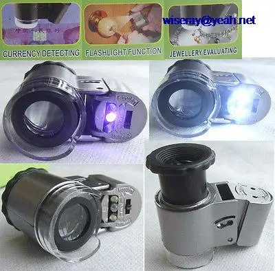 

DHL/EMS 20PCS 3LED 50X Magnifying MICROSCOPE for Flashlight CURRENCY DETECTING Jeweler-A7