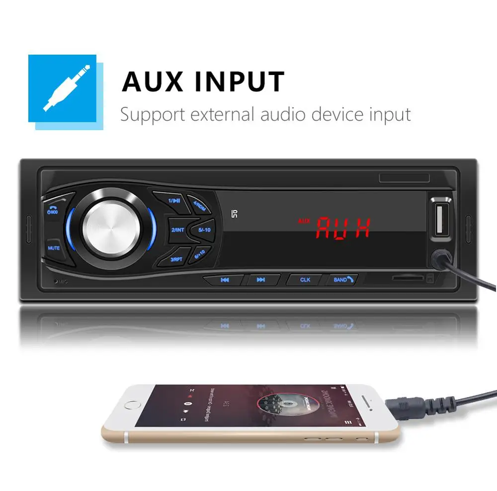 Автомагнитола 1 Din Bluetooth MP3 плеер светодиодный экран AUX USB FM поддержка радио для