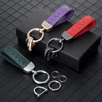 

Lambskin Car Key Holder Key Rings Key Chain Hand Woven Keychain Car Keyring Creative Auto Accessories