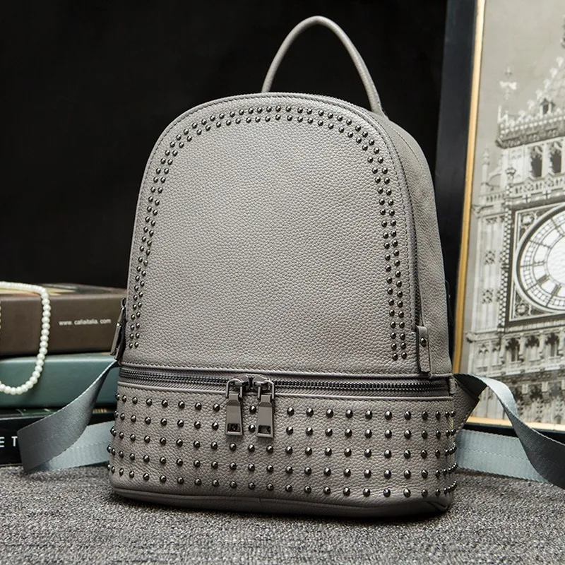 

Fashion rivet female large capacity schoolbag schoolbag designer simple large bag