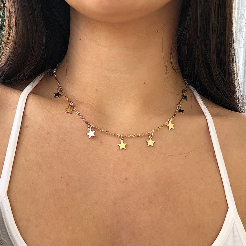 Fashion Gold Color Star Party Women's Pendant Necklace Female Choker Necklaces Jewelry Simple Ladies Gifts | Украшения и