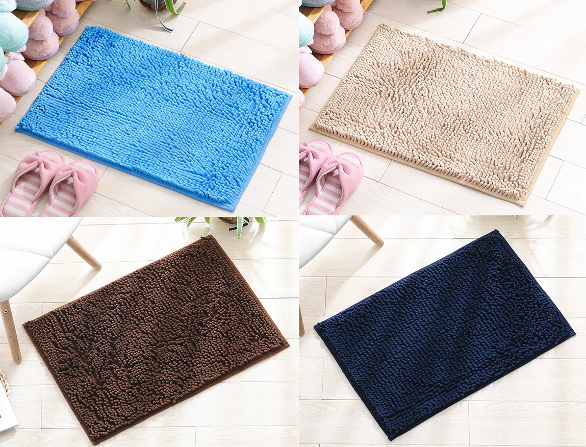 New Style Hot Push Bottomless Hot Melt Adhesive Chenille Floor Mat Rug Long Velvet 40X60 Cm Mat Bathroom Hydrophilic Pad