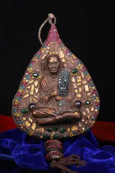 

wedding decoration Tibetan Buddhist temples hand-inlaid gems old incense gray Buddha card Buddha statue pendant