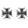 Drop Shipping Punk 316L Stainless Steel Knights Templar Iron Cross Stud Earrings 1