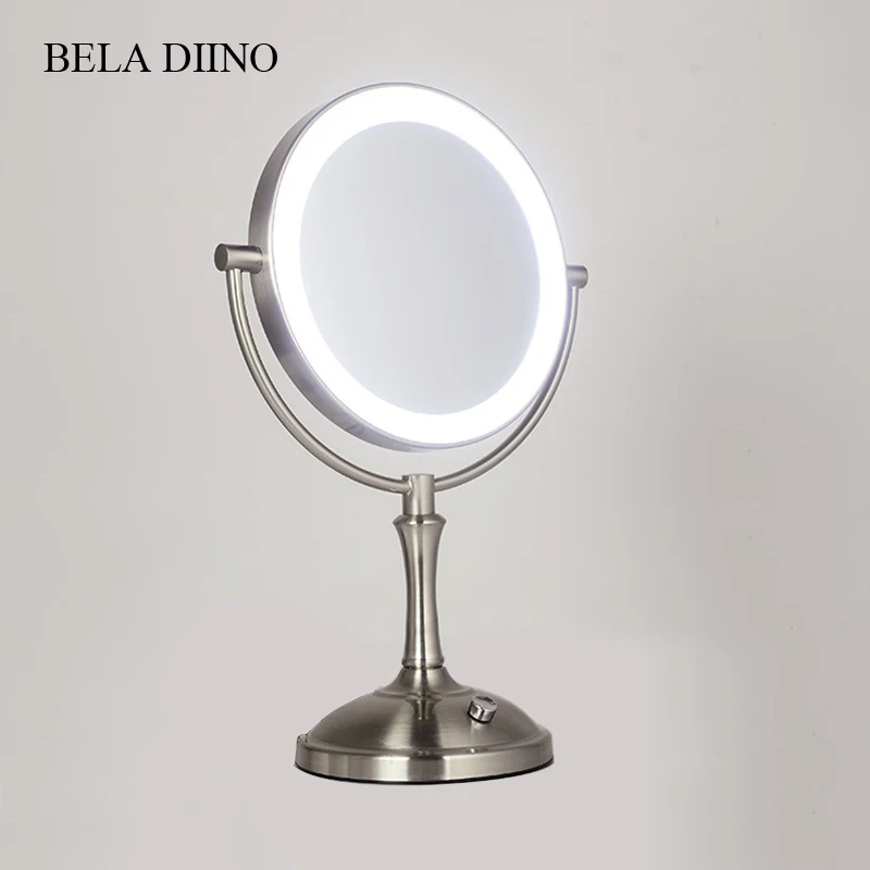 

8 Inch 3x Magnifying Double Sided Led Light Makeup Mirror Desktop Stand Touch Switch Make Up Vantity Shaving Illuminated Mirror