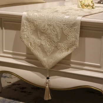 

European Concise Table Runners For Wedding Luxurious Embroidered Cotton Linen Table Runner Cabinet Cover Home