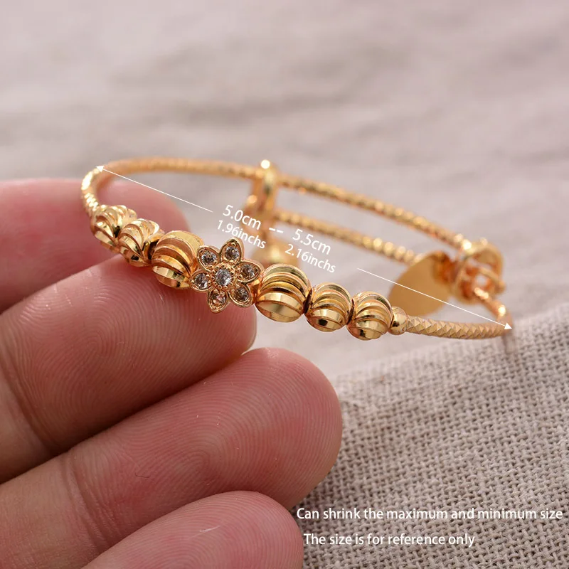 Bangle Bracelet 4pcs Baby Bangles Ethnic Gold Color Dubai Bangles Kids Bracelet Luxury Bracelet Dubai Child Jewelry Birthday Present